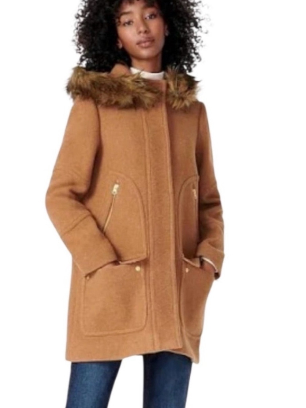 J. Crew Camel Italian Stadium Cloth by Nello Gori Coat 2P